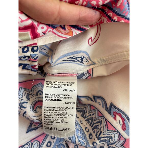 Chico's No Iron Sateen Western Paisley Shirt button up collared Size 2 US 12-14 - Picture 6 of 6